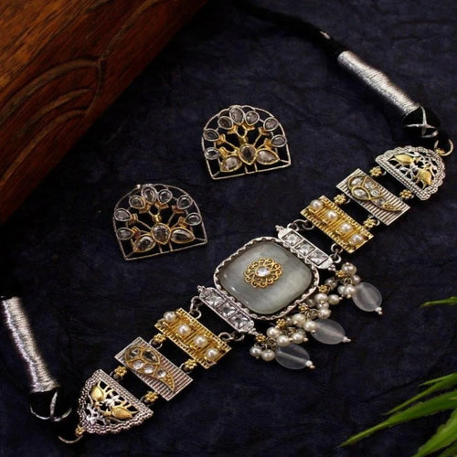 Dual Tone Monalisa Stone Chokar from Myuphaar