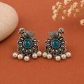 12 Pairs of Oxidized Stud Earrings with Jewelry Box
