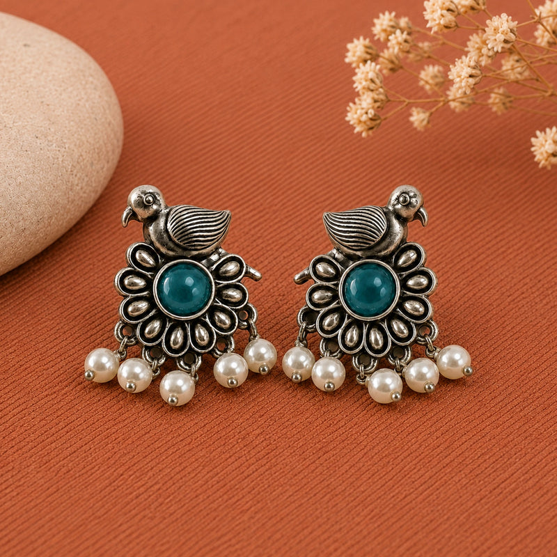 12 Pairs of Oxidized Stud Earrings with Jewelry Box