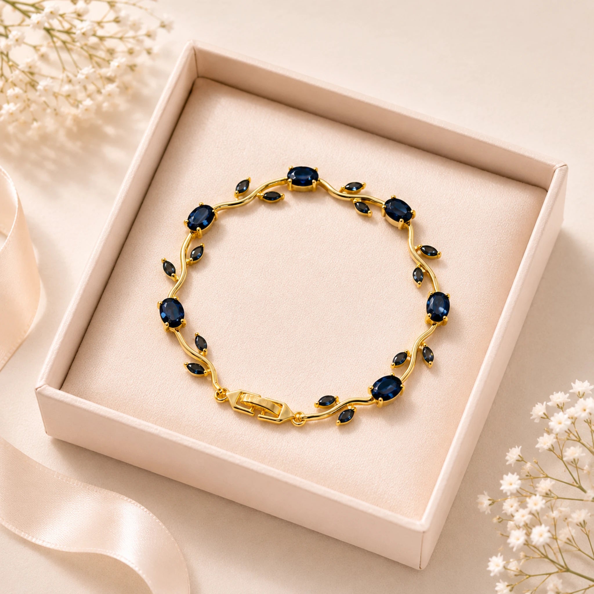 Luxury Floral Stone Tulip Bracelet - Elegant Gold & Crystal Charm for Every Occasion