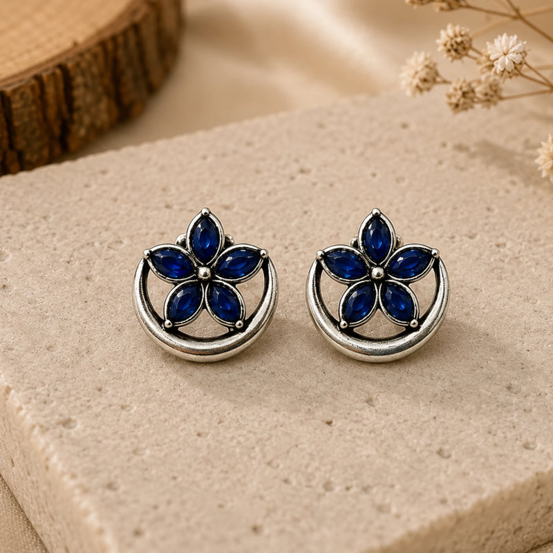 12 Pairs of Oxidized Stud Earrings with Jewelry Box