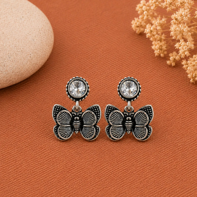 12 Pairs of Oxidized Stud Earrings with Jewelry Box