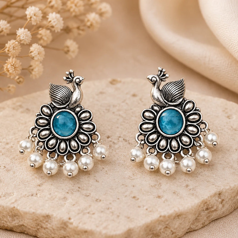 12 Pairs of Oxidized Stud Earrings with Jewelry Box