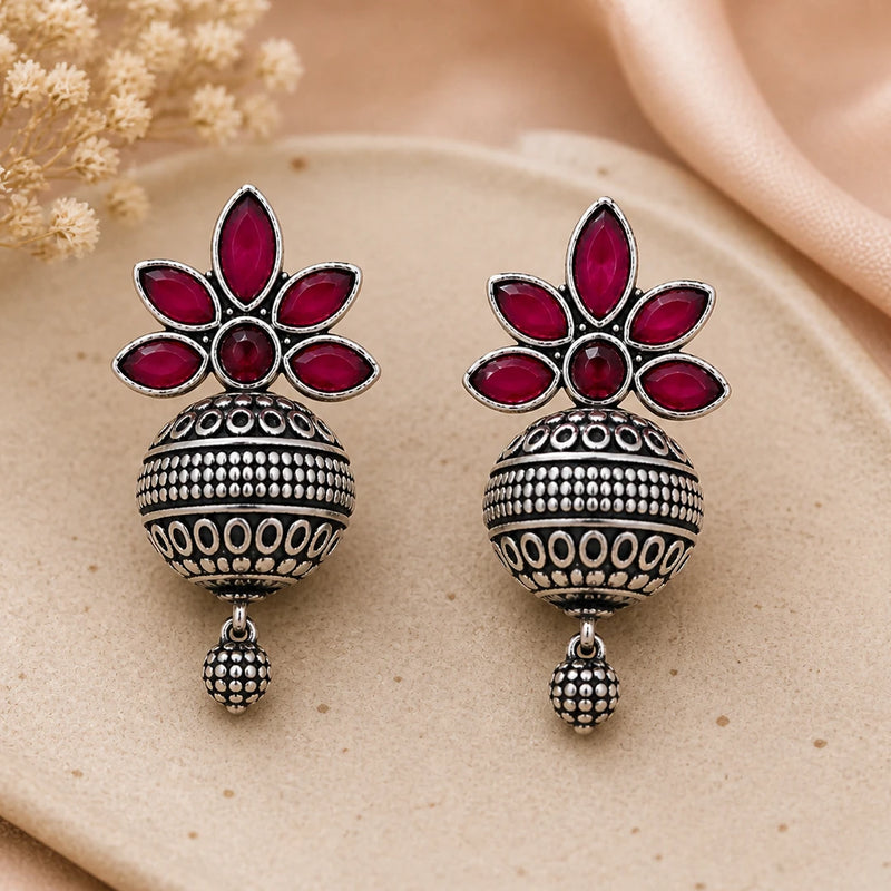 12 Pairs of Oxidized Stud Earrings with Jewelry Box