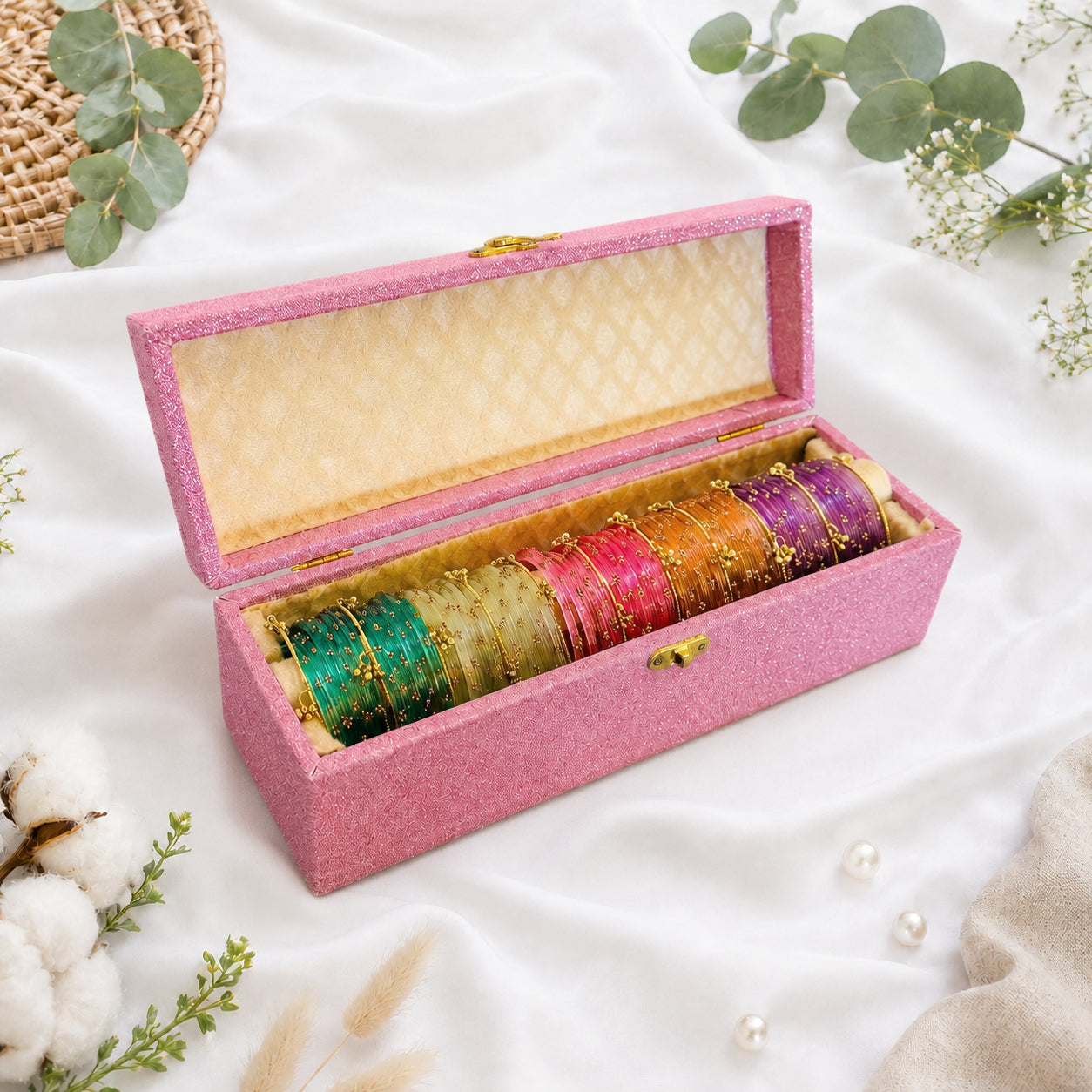 Premium Bangle Box - 60 Diamond & Ghungroo Bangles Included