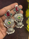 Peacock Design Jhumka Earrings with Pearl Drops