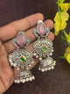 Peacock Design Jhumka Earrings with Pearl Drops