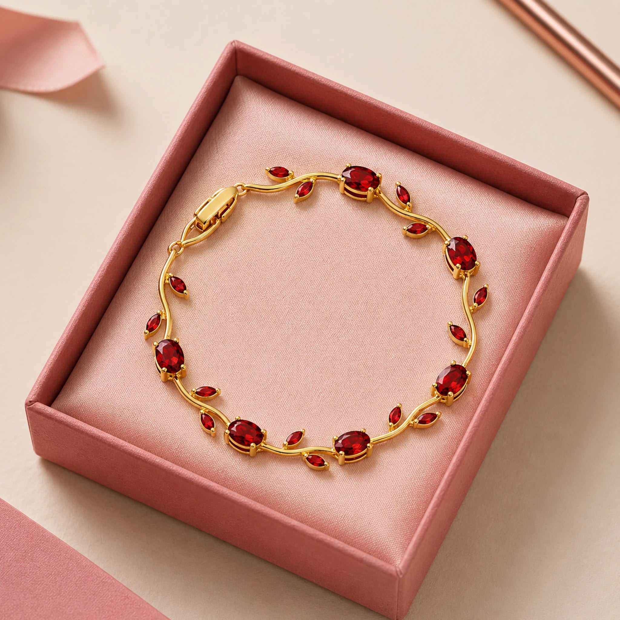 Luxury Floral Stone Tulip Bracelet - Elegant Gold & Crystal Charm for Every Occasion