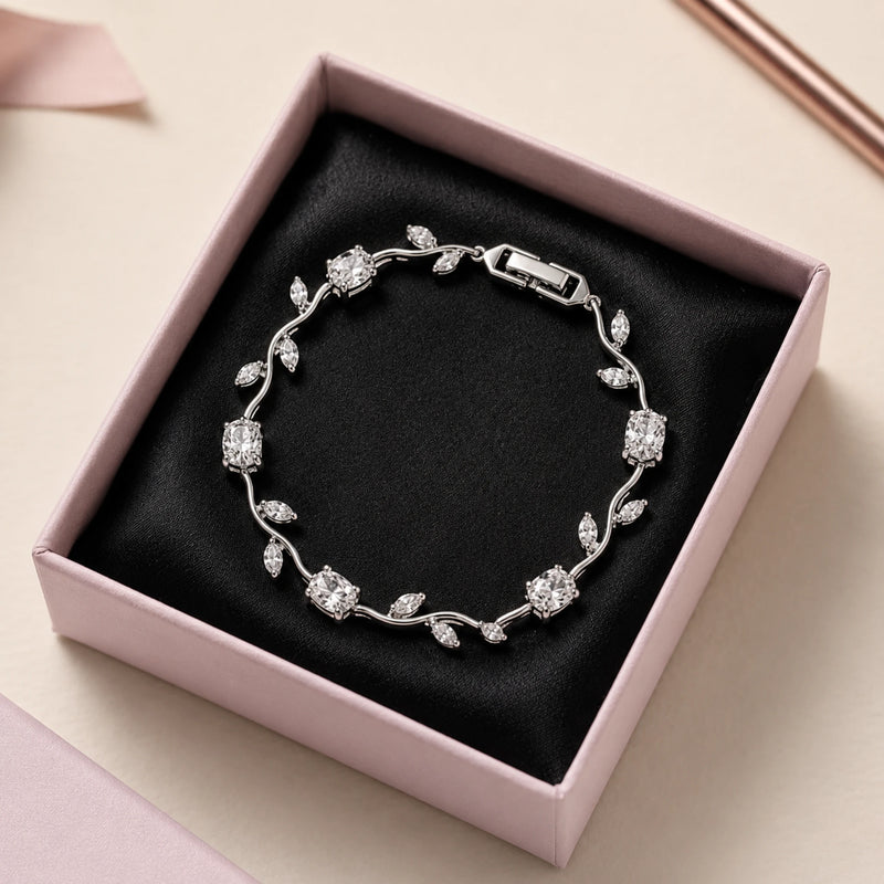 Luxury Floral Stone Tulip Bracelet - Elegant Gold & Crystal Charm for Every Occasion